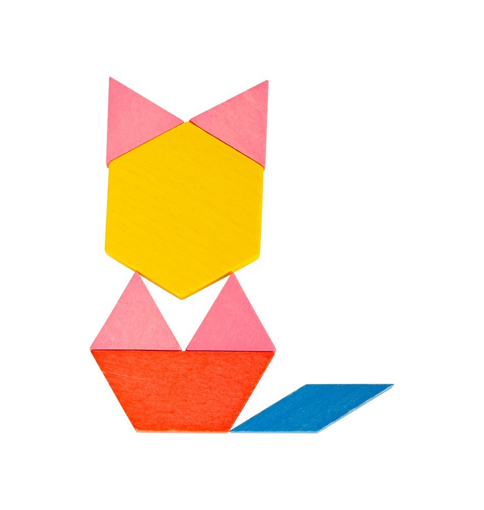 Montessori Wooden Pattern Blocks & Tangram Set - Vue 9