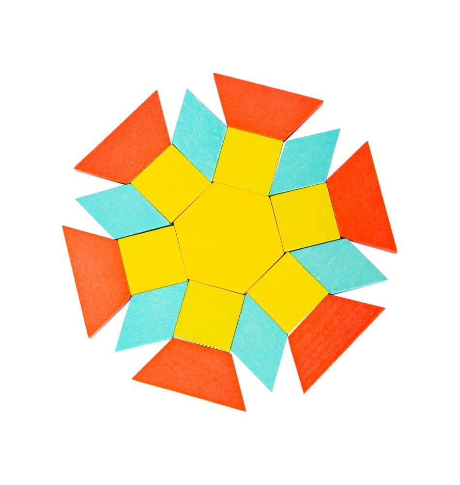 Montessori Wooden Pattern Blocks & Tangram Set - Vue 11