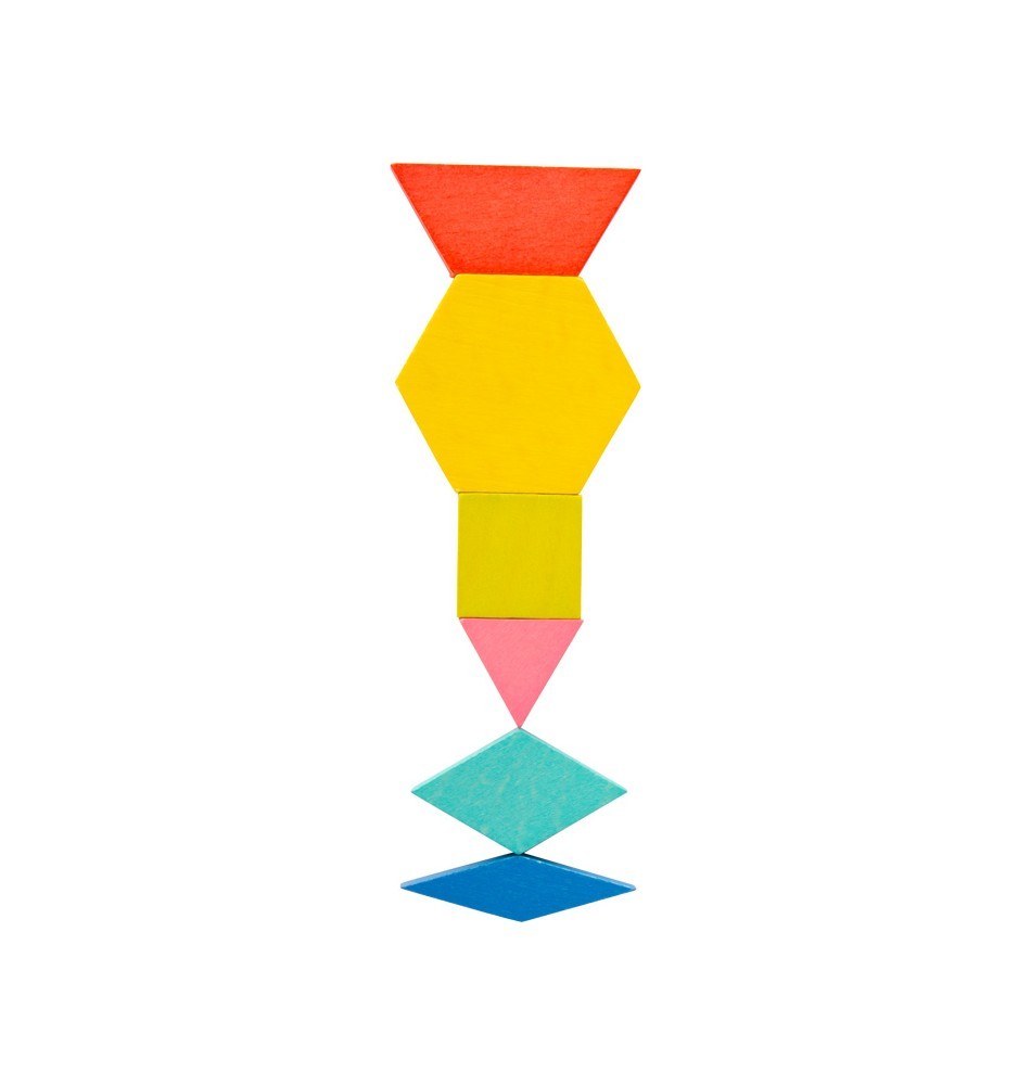Montessori Wooden Pattern Blocks & Tangram Set - Vue 15