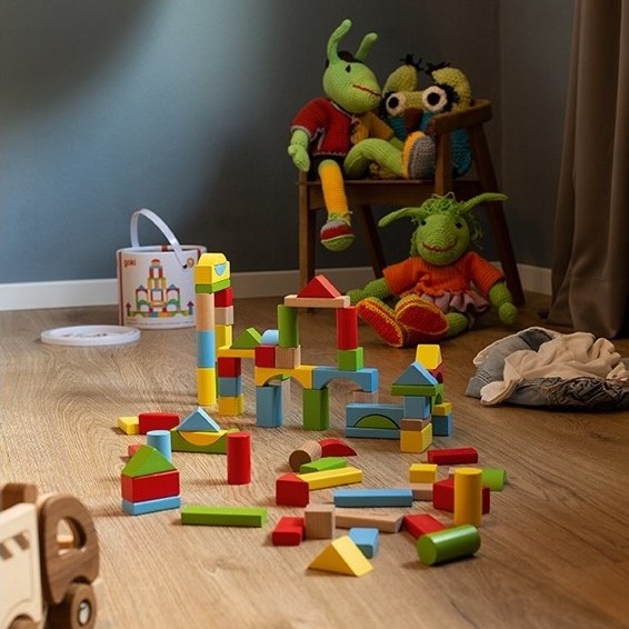 Solid Wood Building Blocks Set - 100 Classic Shapes - Vue 3