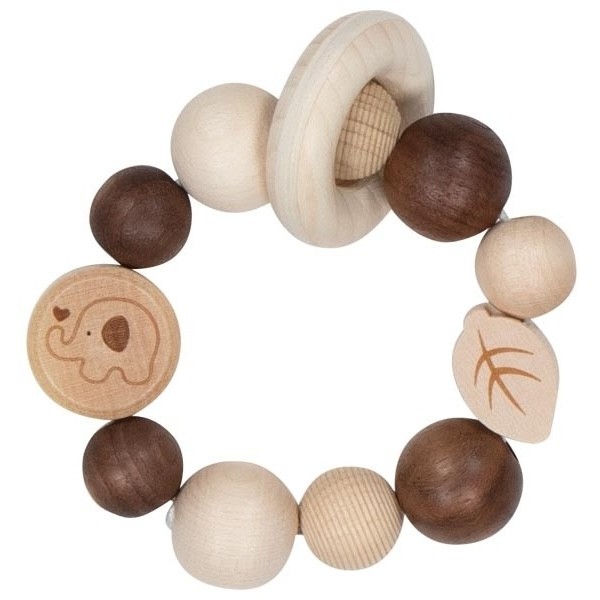 Natural Wooden Elephant Baby Rattle