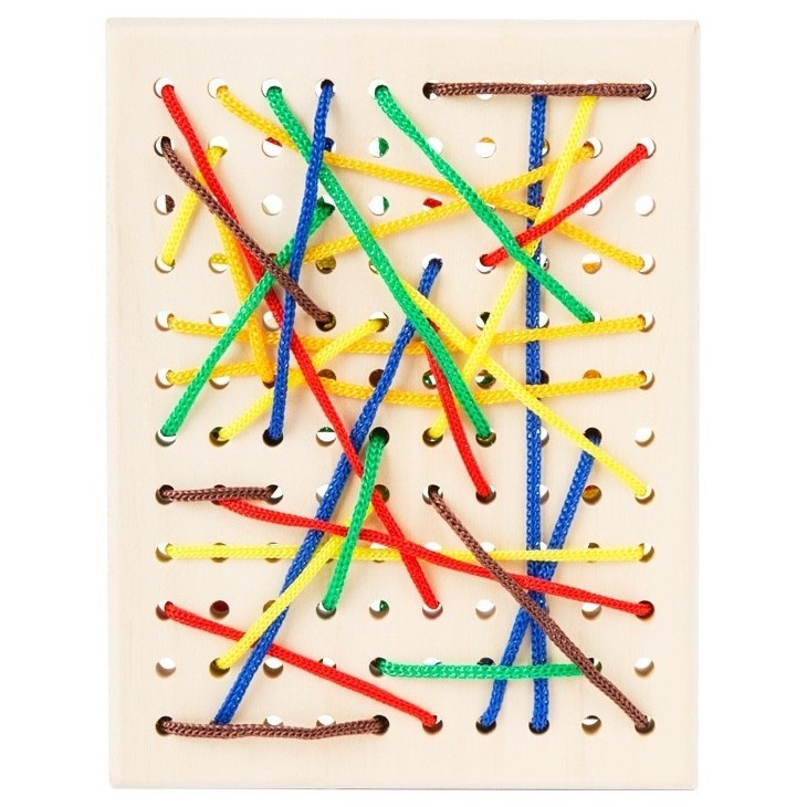 Montessori Wooden Lacing Board Set