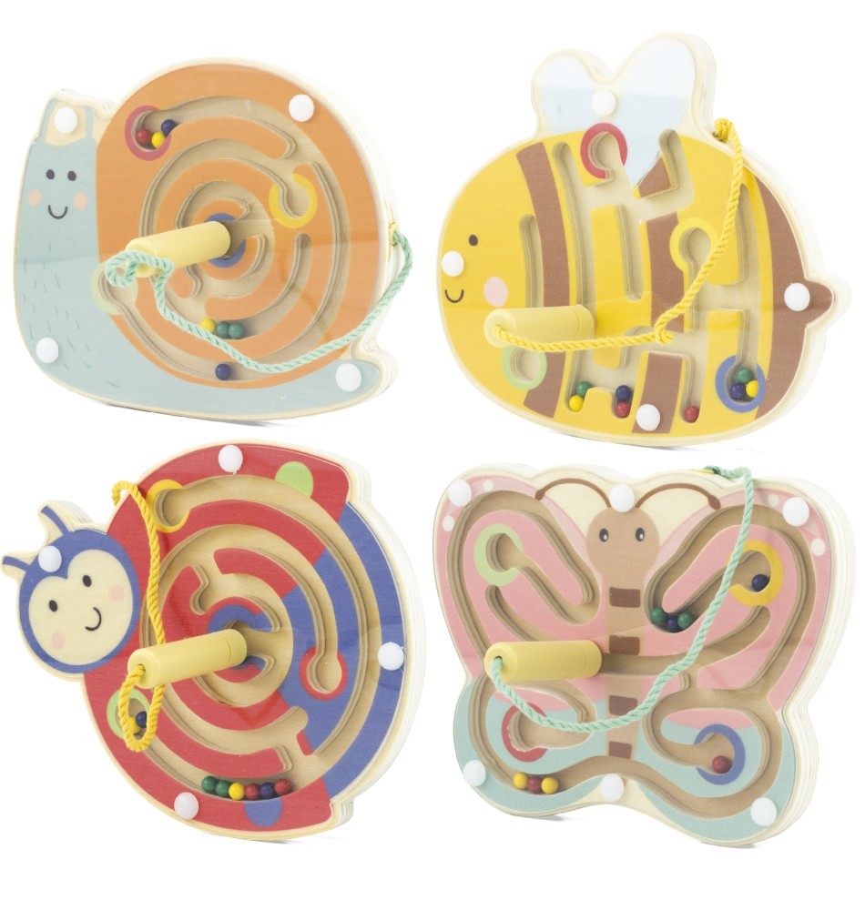 Magnetic Wooden Bead Maze - Precision Stylus Wand Toy