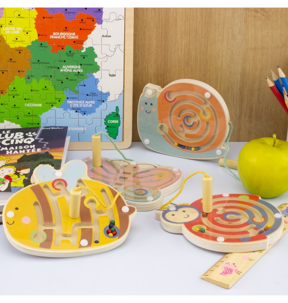 Magnetic Wooden Bead Maze - Precision Stylus Wand Toy - Vue 4