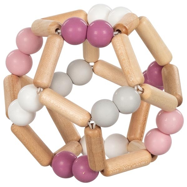 Flexible Wooden Ball Rattle - Pastel Pink