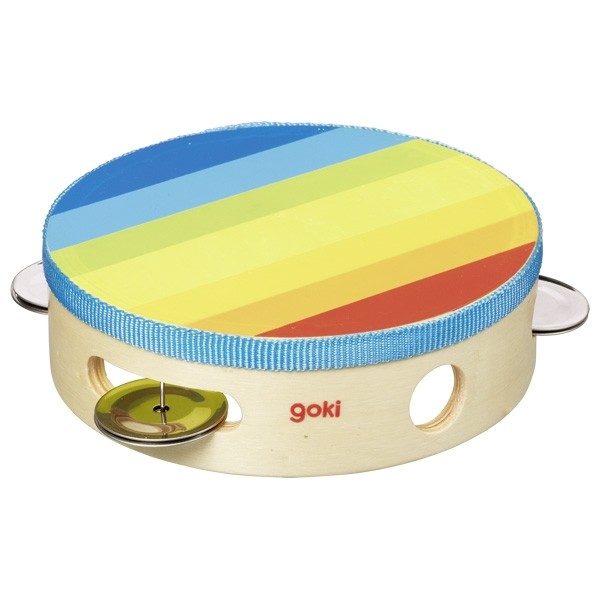 Rainbow Wooden Tambourine - Percussion Music Instrument - Vue 2