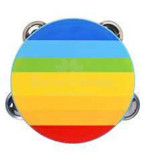 Rainbow Wooden Tambourine - Percussion Music Instrument - Vue 4