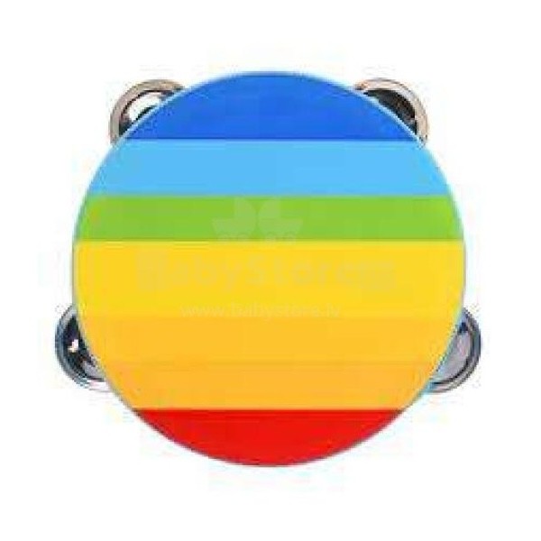 Rainbow Wooden Tambourine - Percussion Music Instrument - Vue 6