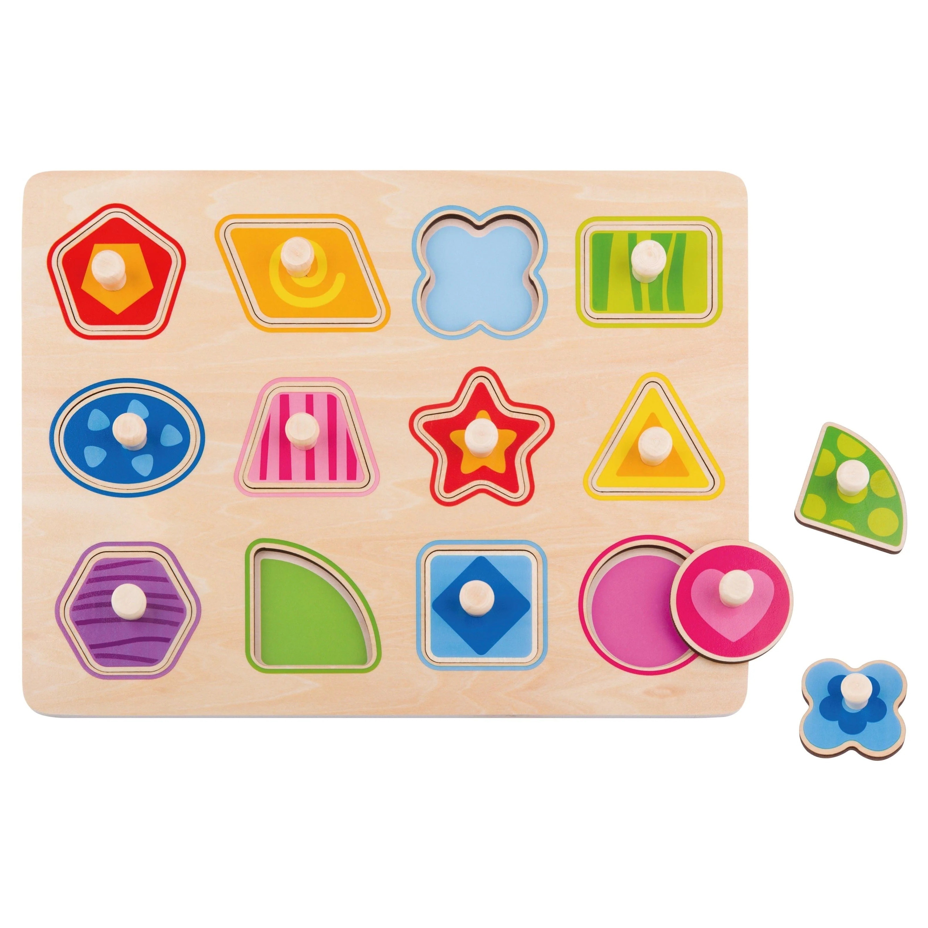 Montessori 12 Geometric Shapes Wooden Inset Puzzle - Vue 4