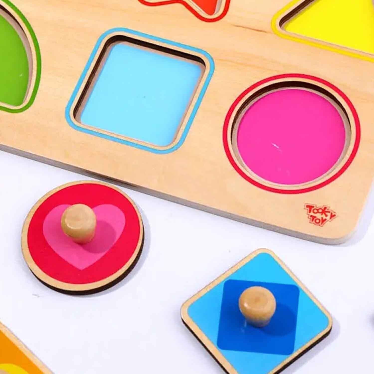 Montessori 12 Geometric Shapes Wooden Inset Puzzle - Vue 5