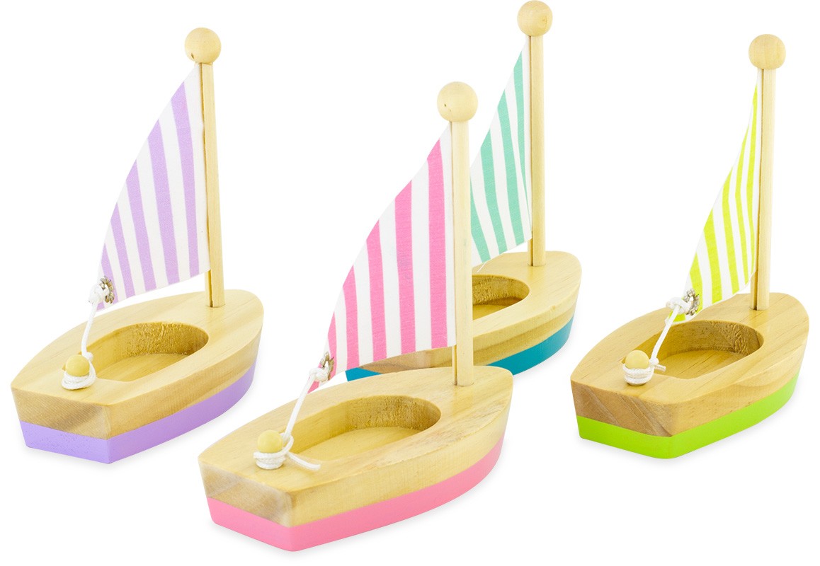 Natural Wooden Sailing Boat Bath & Water Toy - Vue 2