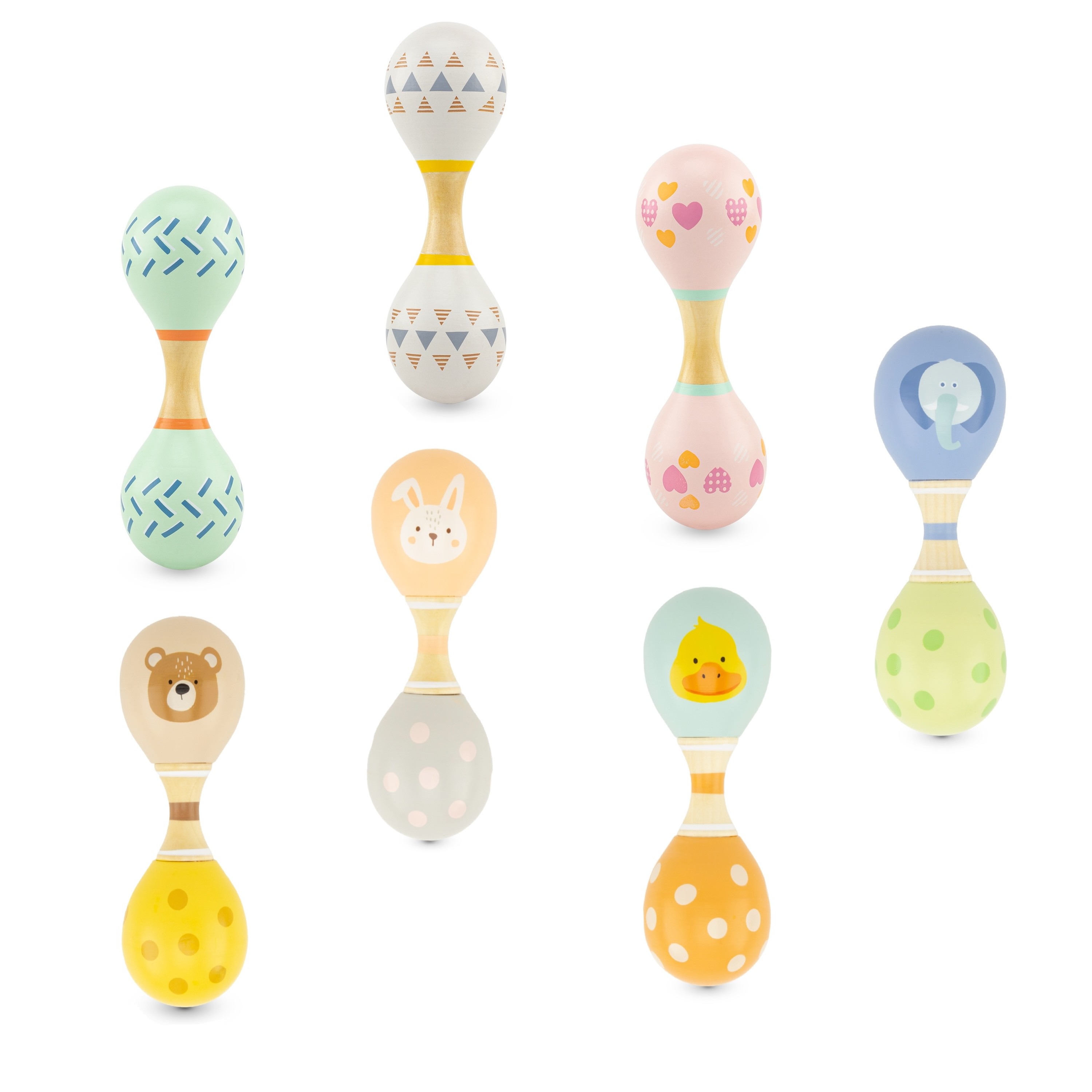 Wooden Baby Maracas Rattle - Sensory Musical Toy