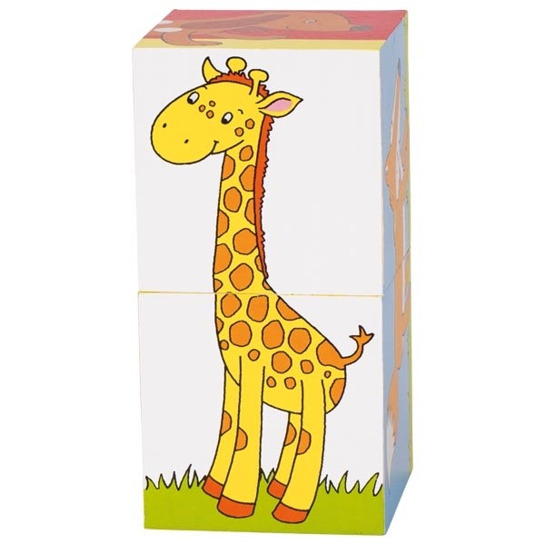 Wooden Animal 2-Cube Puzzle - 6 Animals in 1