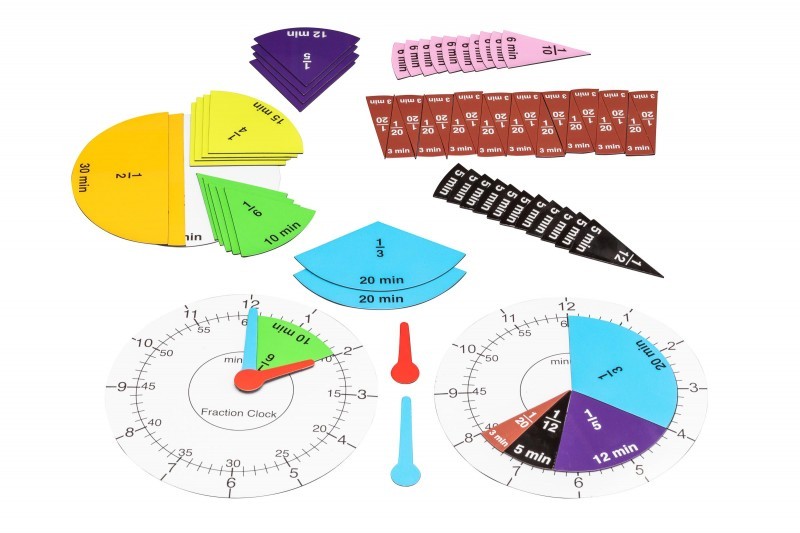Magnetic Montessori Time & Fraction Clocks - Set of 2