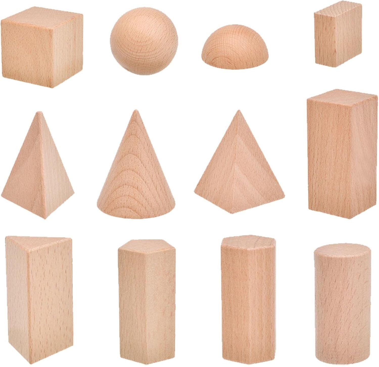 Wooden 3D Geometric Solids with Sensory Drawstring Bag - Vue 7
