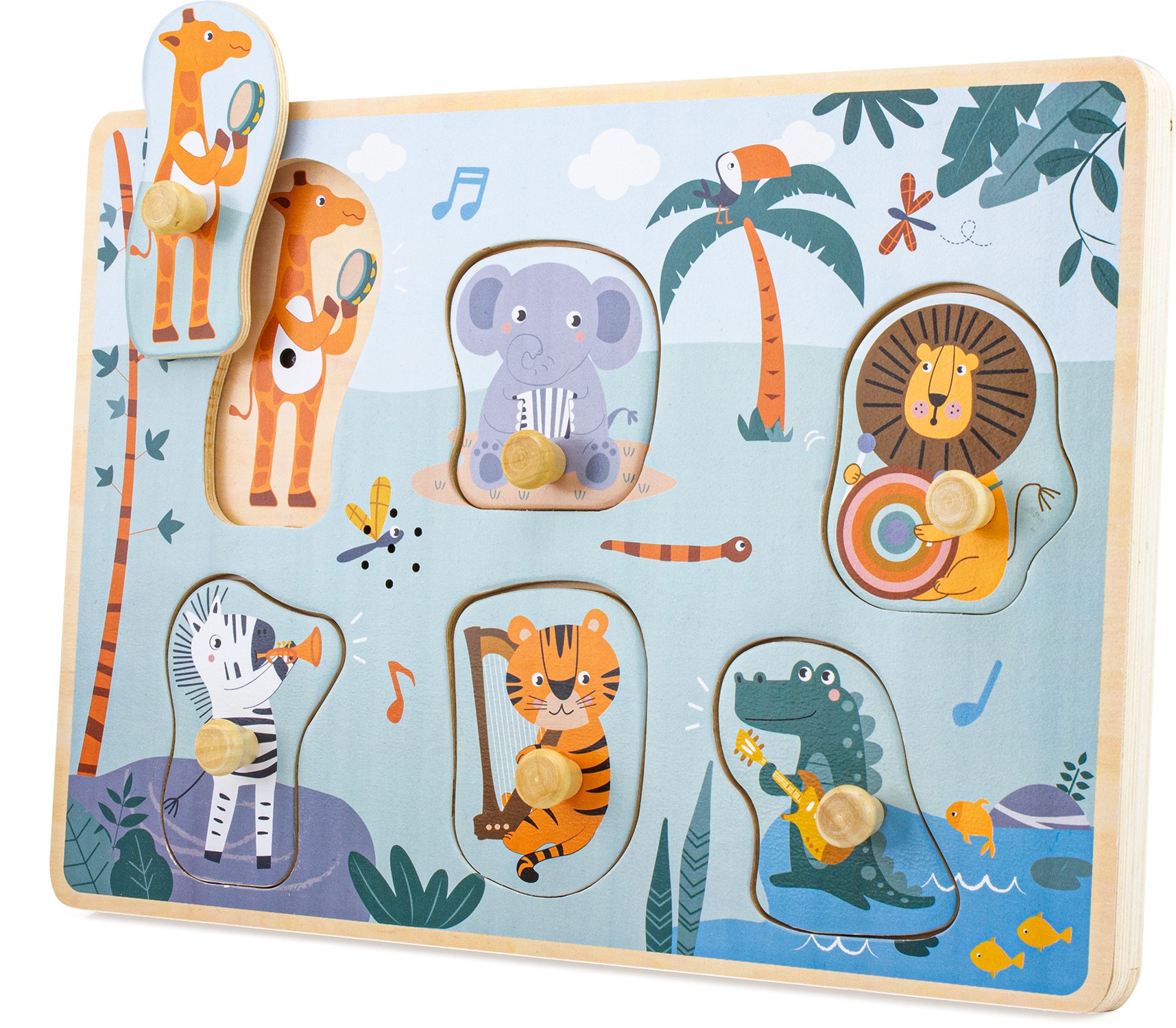 Safari Musical Animals Wooden Sound Peg Puzzle - Vue 3