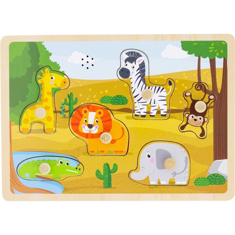 Savanna Animals Wooden Sound Peg Puzzle