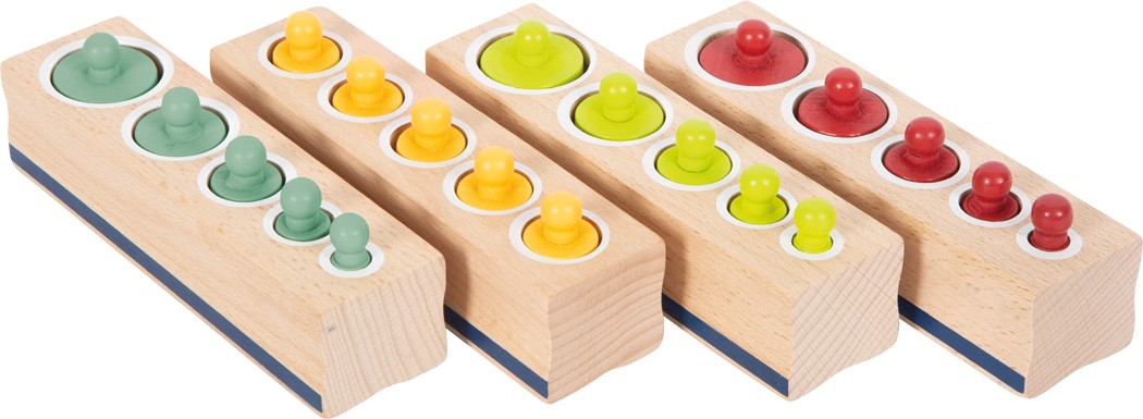 Montessori Cylinder Volume & Weight Blocks - 4 Bases Set - Vue 2