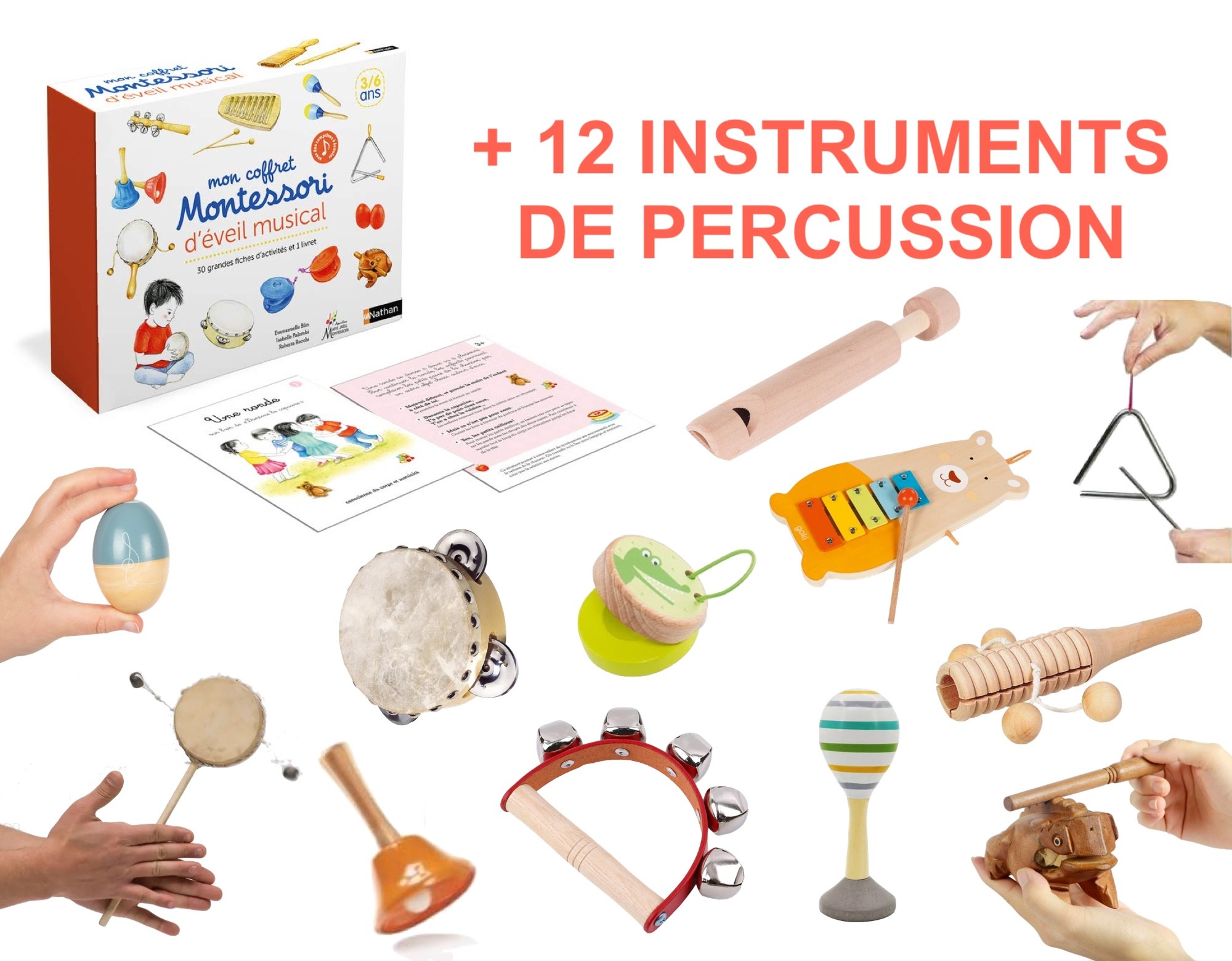 Montessori Musical Discovery Box Set with 12 Percussion Instruments