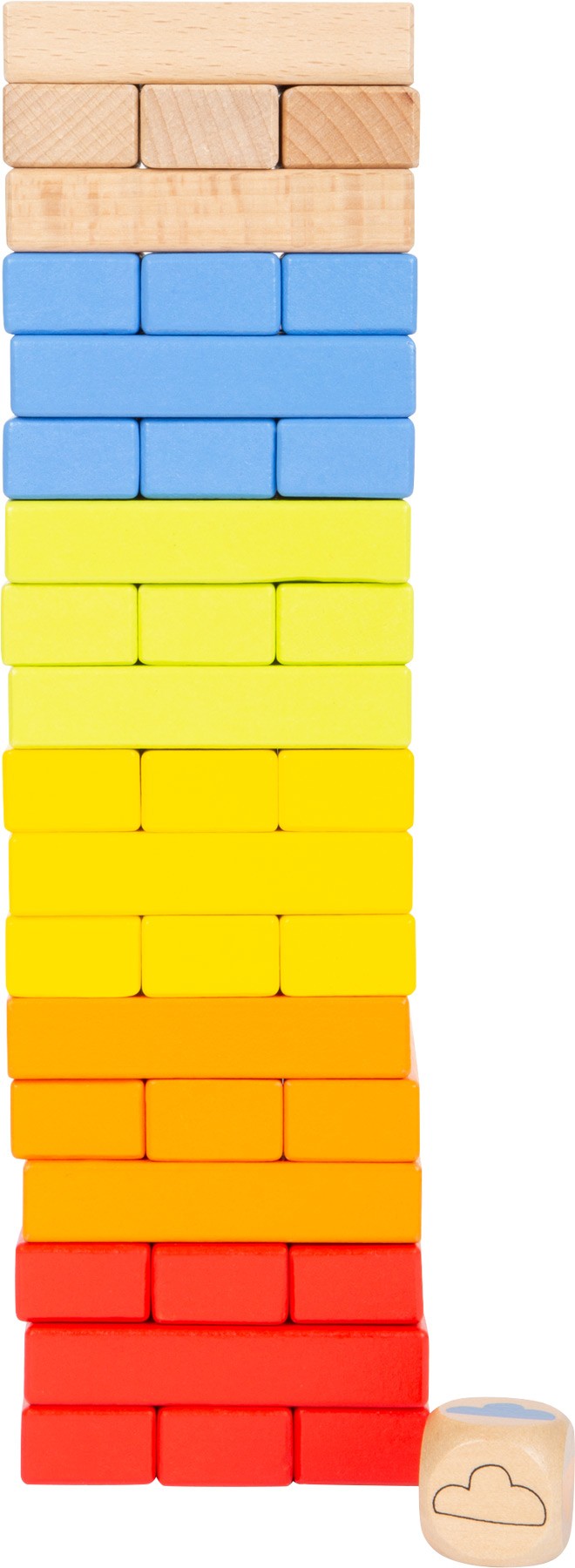 Rainbow Wooden Tumbling Tower & Stacking Game (Pastel Edition) - Vue 5
