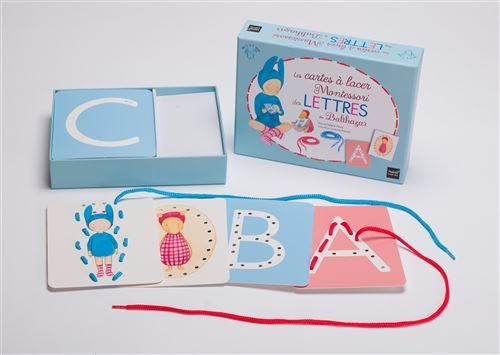 Montessori Alphabet Letter Wooden Lacing Cards Set - Vue 2