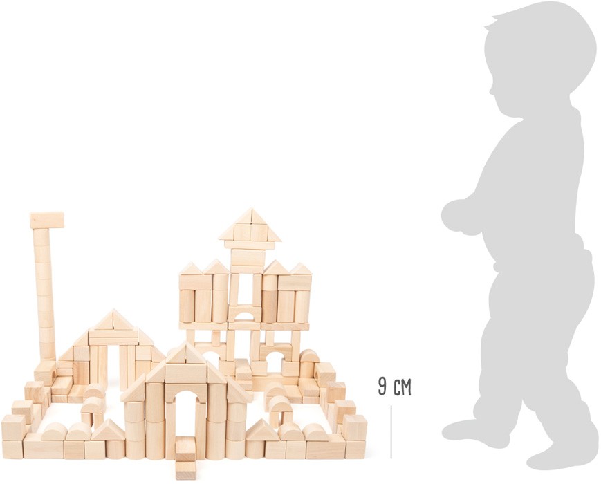 Wooden Building Blocks Set with Linen Storage Bag - Vue 8