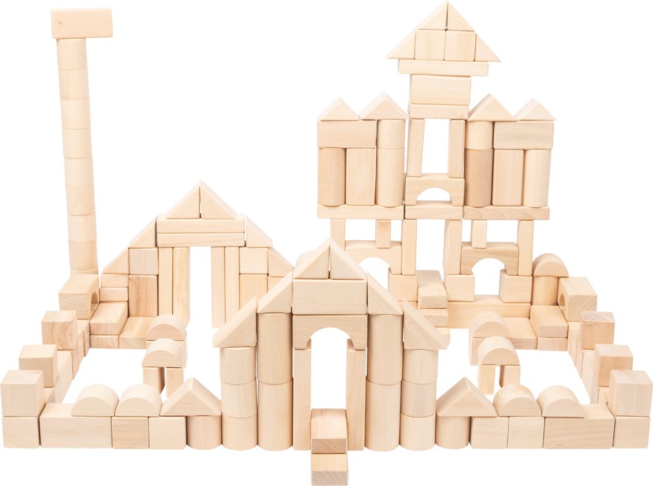 Wooden Building Blocks Set with Linen Storage Bag - Vue 9