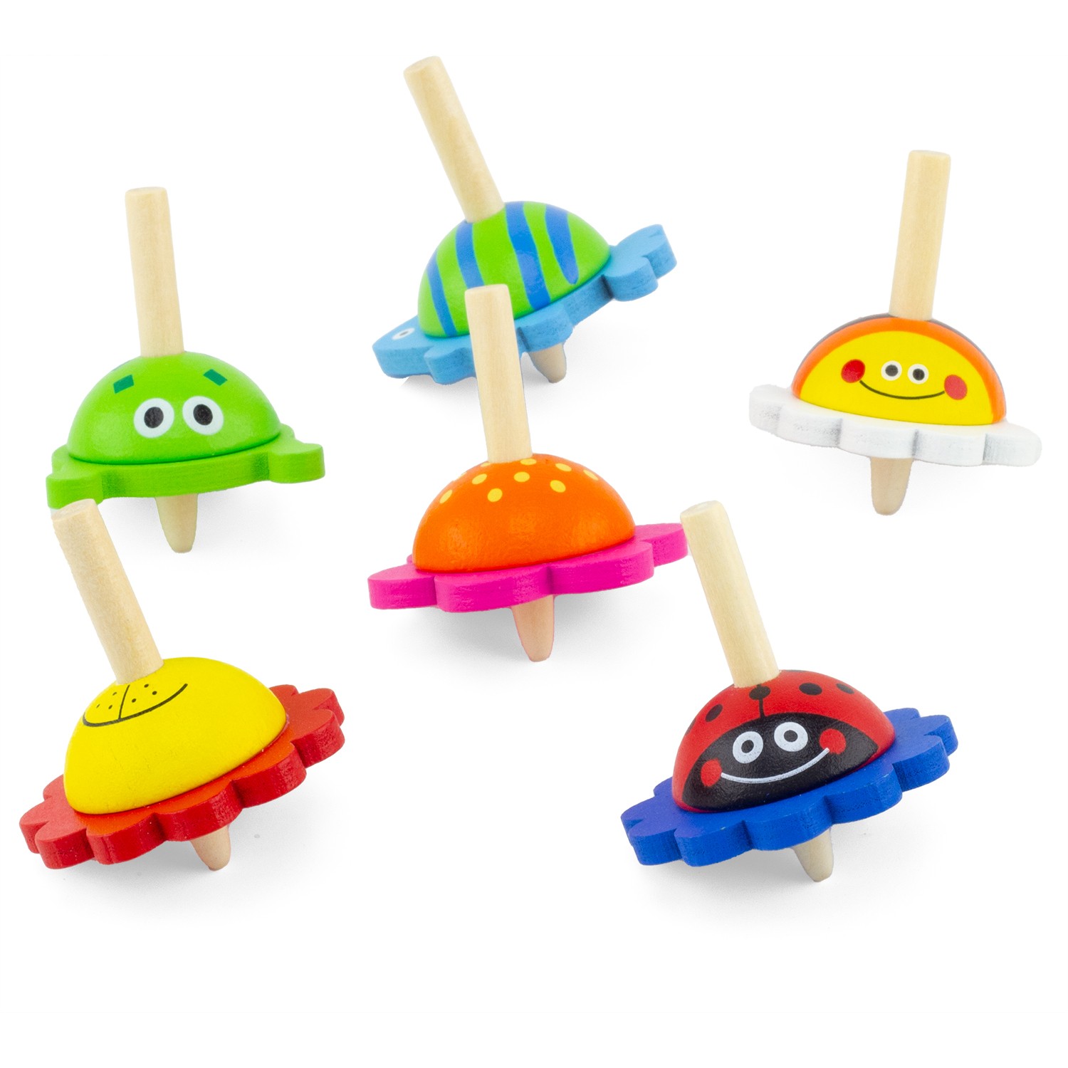 Woodland Animals Handcrafted Wooden Spinning Tops