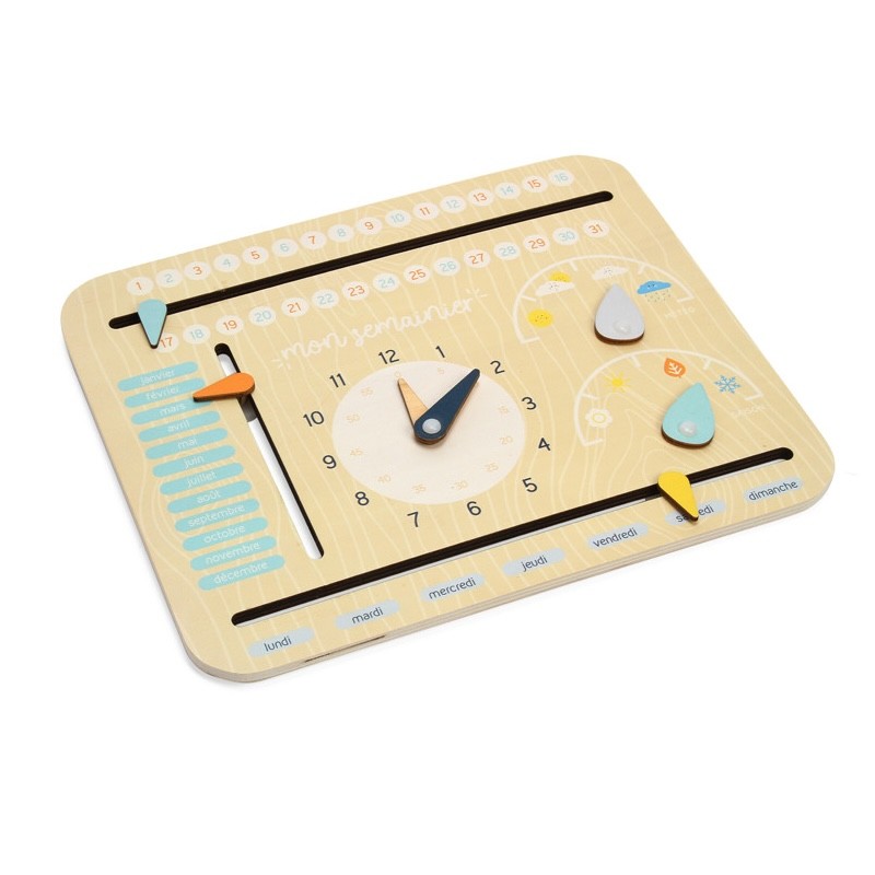 Wooden Learning Calendar & Teaching Clock Board